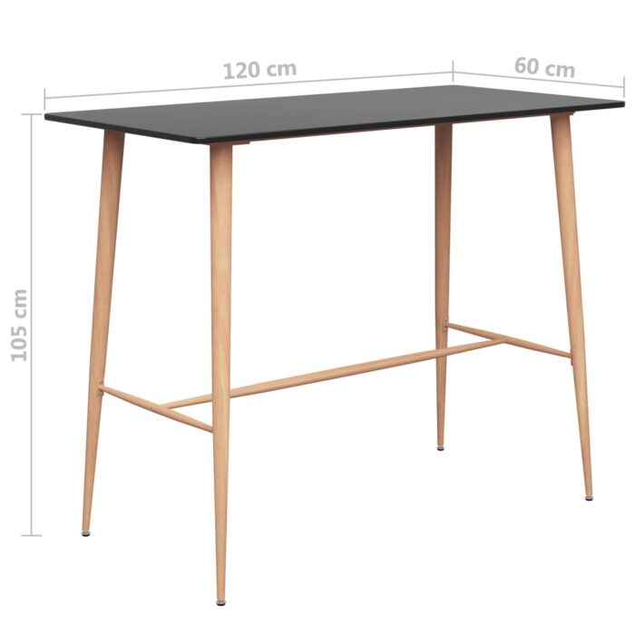 Table de bar Noir 120x60x105 cm – Image 4