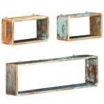 Ensemble d'étagère cube 3 pcs Bois solide de récupération – Image 5