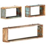Ensemble d'étagère cube 3 pcs Bois solide de récupération – Image 7
