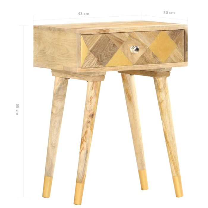 Table de chevet 43 x 30 x 58 cm Bois de manguier massif – Image 6