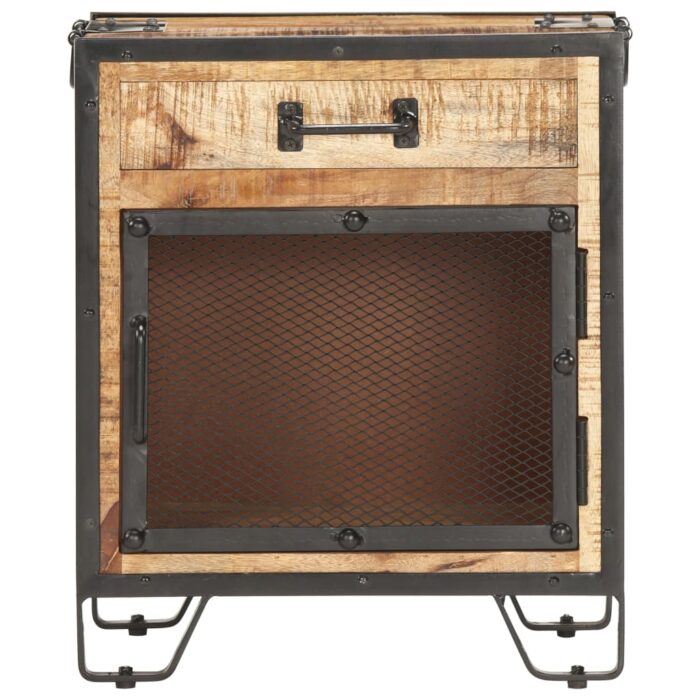 Table de chevet 43x30x51 cm Bois de manguier massif brut – Image 2