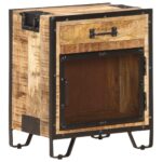 Table de chevet 43x30x51 cm Bois de manguier massif brut – Image 7