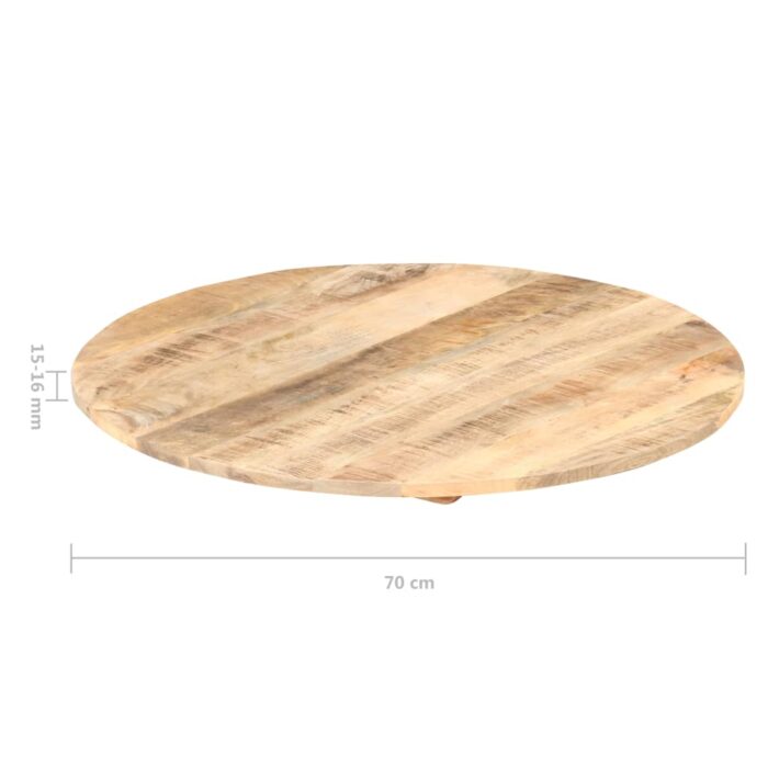 Dessus de table Bois de manguier solide Rond 15-16 mm 80 cm – Image 2
