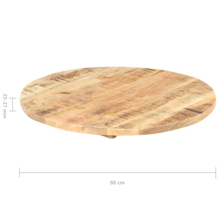 Dessus de table Bois de manguier solide Rond 25-27 mm 80 cm – Image 2