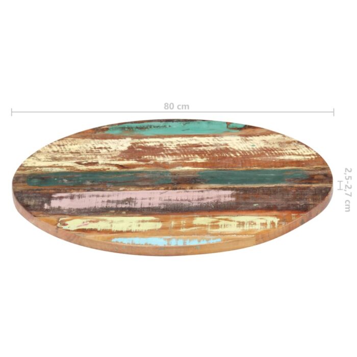 Dessus de table rond 80 cm 25-27 mm Bois de récupération solide – Image 5