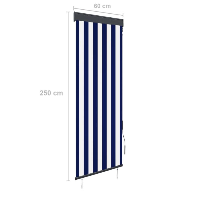 Store roulant d'extérieur 60x250 cm Bleu et blanc – Image 7
