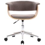 Chaise pivotante à manger Taupe Bois courbé et tissu – Image 2