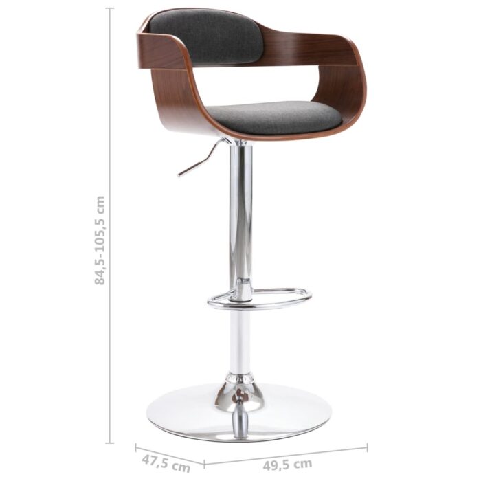 Tabouret de bar Contreplaqué et tissu gris – Image 6