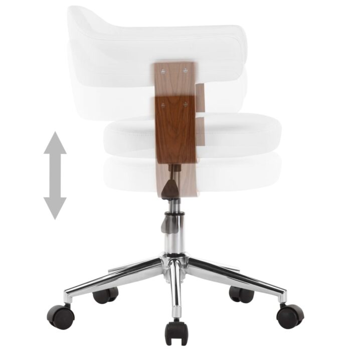 Chaise pivotante à dîner Blanc Bois courbé et similicuir – Image 3