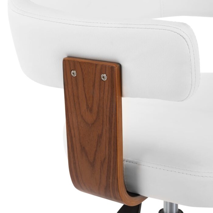 Chaise pivotante à dîner Blanc Bois courbé et similicuir – Image 4