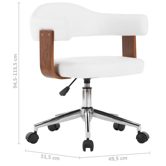 Chaise pivotante à dîner Blanc Bois courbé et similicuir – Image 6