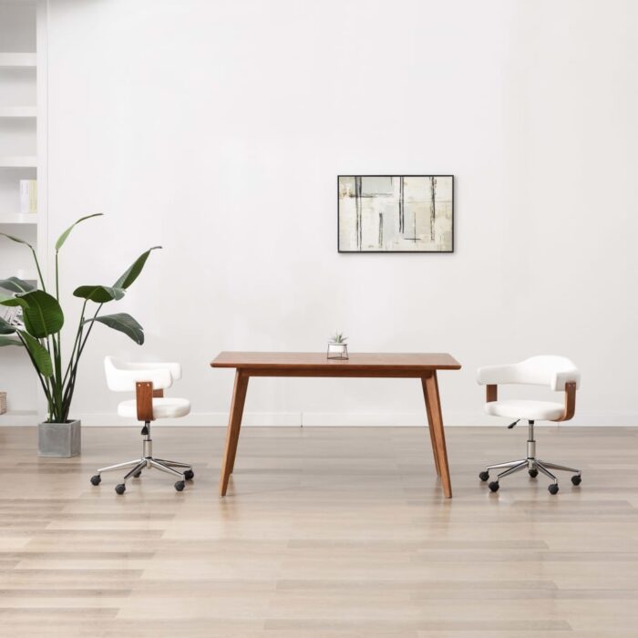 VXL8719883796000_m_en_hd_1.jpg Chaise pivotante à dîner Blanc Bois courbé et similicuir – Image 1