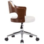 Chaise pivotante à manger Blanc Bois courbé et similicuir – Image 3