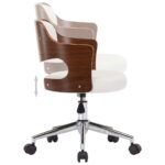Chaise pivotante à manger Blanc Bois courbé et similicuir – Image 4
