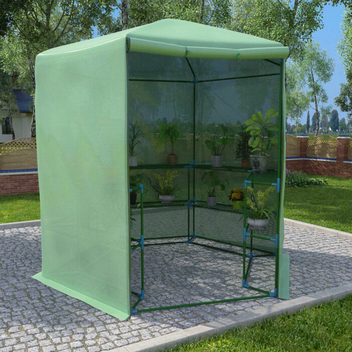 Serre avec étagères Acier 227x223 cm – Image 1