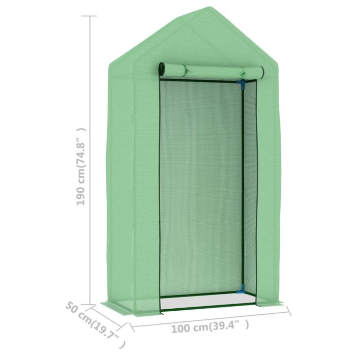 Serre avec cadre en acier 0,5 m² 1x0,5x1,9 m – Image 8