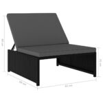 Chaises longues 2 pcs avec table Résine tressée Noir – Image 10