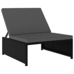 Chaises longues 2 pcs avec table Résine tressée Noir – Image 4