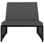 Chaises longues 2 pcs avec table Résine tressée Noir – Image 6