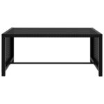 Chaises longues 2 pcs avec table Résine tressée Noir – Image 8