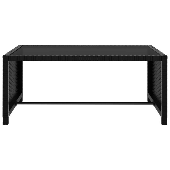 Chaises longues 2 pcs avec table Résine tressée Noir – Image 8