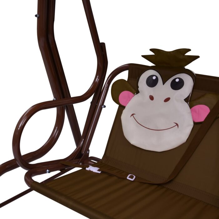 Balancelle pour enfants Marron 115x75x110 cm Tissu – Image 5