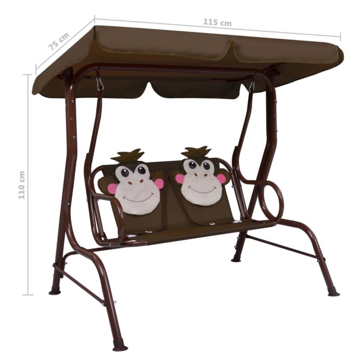 Balancelle pour enfants Marron 115x75x110 cm Tissu – Image 6