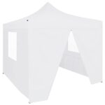 Tente de réception pliable avec 4 parois 3x3 m Acier Blanc