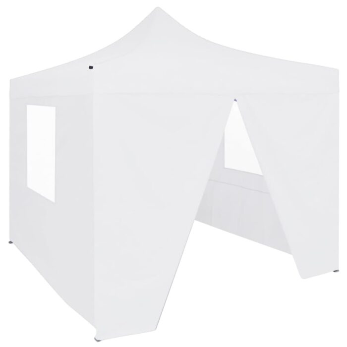 Tente de réception pliable avec 4 parois 3x3 m Acier Blanc – Image 1