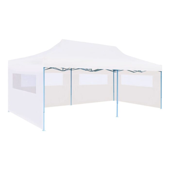 Tente de réception pliable avec parois 3 x 6 m Acier Blanc – Image 1