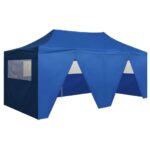 Tente de réception pliable avec 4 parois 3x6 m Acier Bleu – Image 2