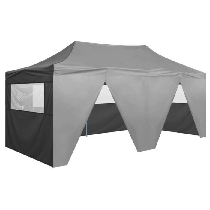 Tente de réception pliable avec 4 parois 3x6 m Acier Anthracite – Image 1