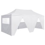 Tente de réception pliable avec 4 parois 3x6 m Acier Blanc