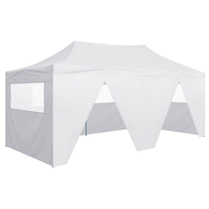 Tente de réception pliable avec 4 parois 3x6 m Acier Blanc – Image 1