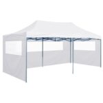 Tente de réception pliable avec 4 parois 3x6 m Acier Blanc – Image 3
