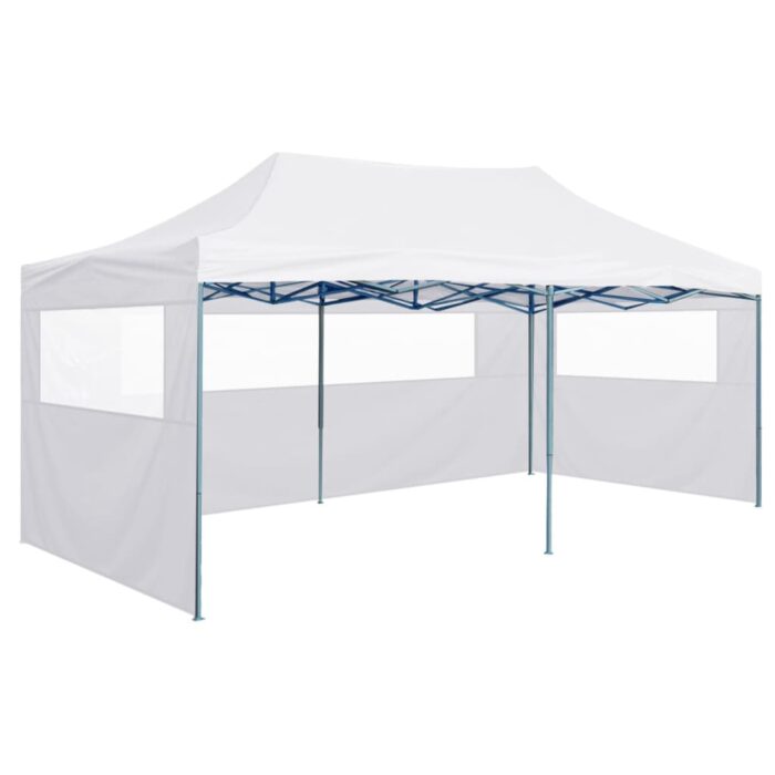 Tente de réception pliable avec 4 parois 3x6 m Acier Blanc – Image 3