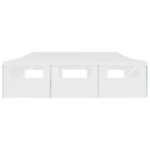 Tente de réception escamotable avec 8 parois 3 x 9 m Blanc – Image 5