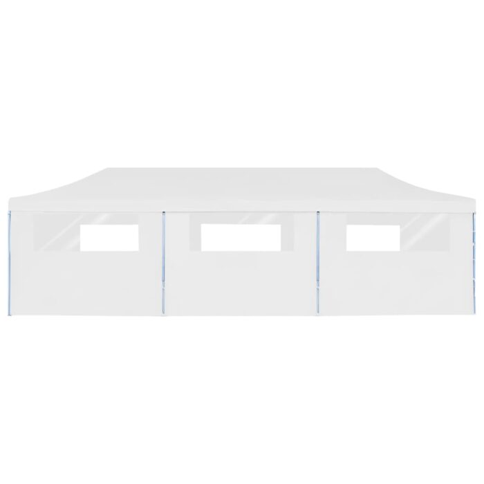 Tente de réception escamotable avec 8 parois 3 x 9 m Blanc – Image 5