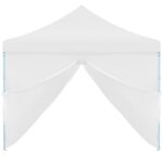 Tente de réception escamotable avec 8 parois 3 x 9 m Blanc – Image 7