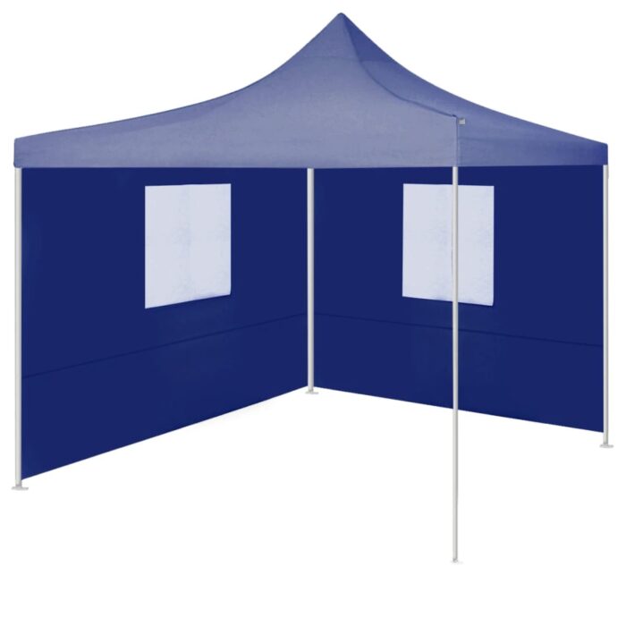 Tente de réception pliable avec 2 parois 2x2 m Acier Bleu – Image 1