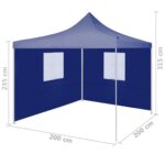 Tente de réception pliable avec 2 parois 2x2 m Acier Bleu – Image 8