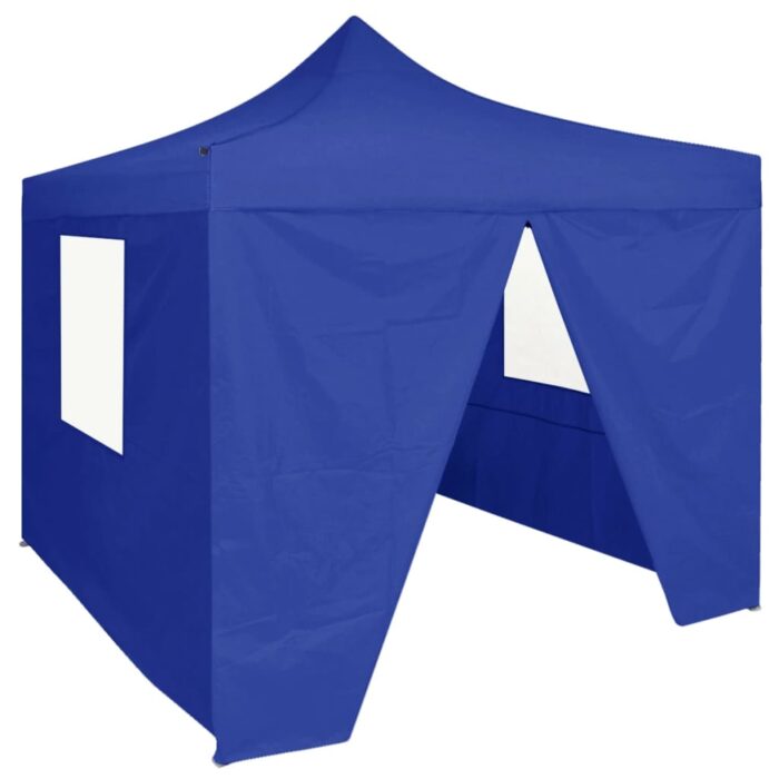 Tente de réception pliable avec 4 parois 2x2 m Acier Bleu – Image 1