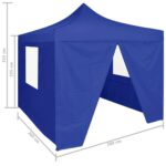 Tente de réception pliable avec 4 parois 2x2 m Acier Bleu – Image 10