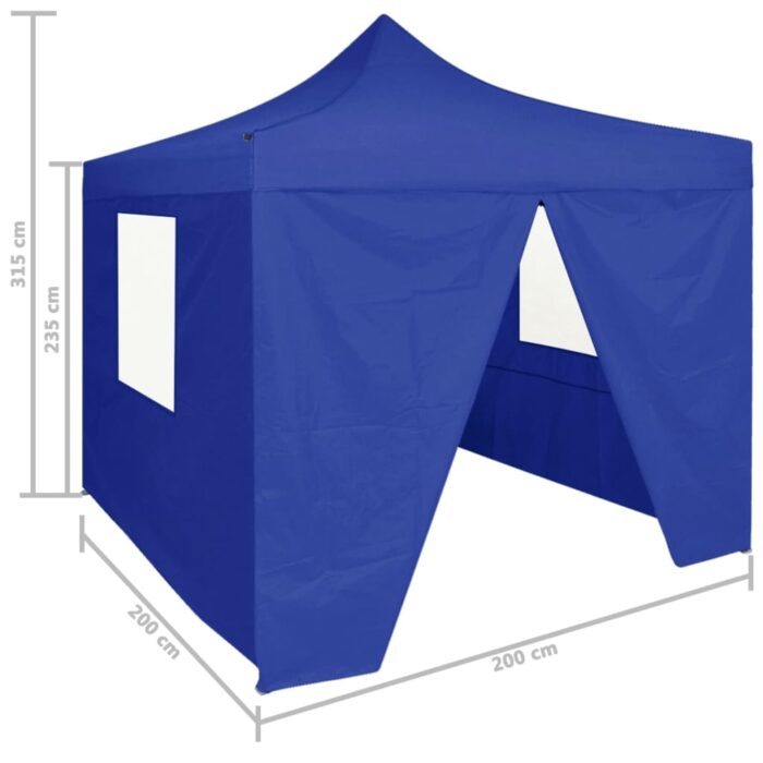 Tente de réception pliable avec 4 parois 2x2 m Acier Bleu – Image 10