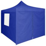 Tente de réception pliable avec 4 parois 2x2 m Acier Bleu – Image 3