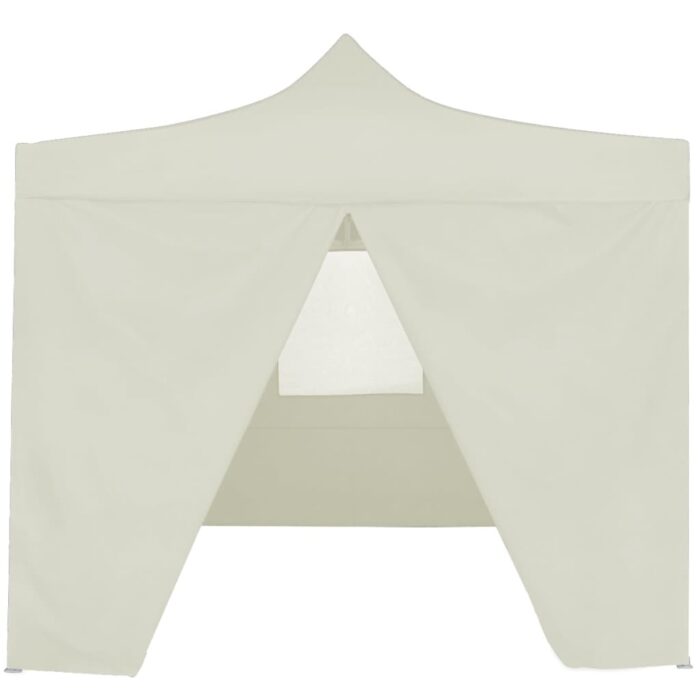 Tente de réception pliable avec 4 parois 2x2 m Acier Crème – Image 2