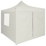 Tente de réception pliable avec 4 parois 2x2 m Acier Crème – Image 3