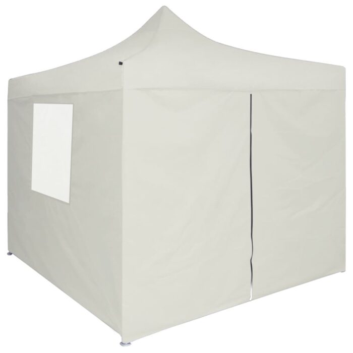 Tente de réception pliable avec 4 parois 2x2 m Acier Crème – Image 3