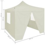 Tente de réception pliable avec 4 parois 2x2 m Acier Crème – Image 9