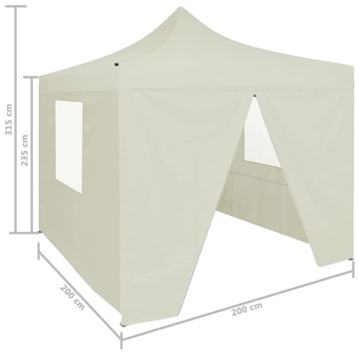 Tente de réception pliable avec 4 parois 2x2 m Acier Crème – Image 9